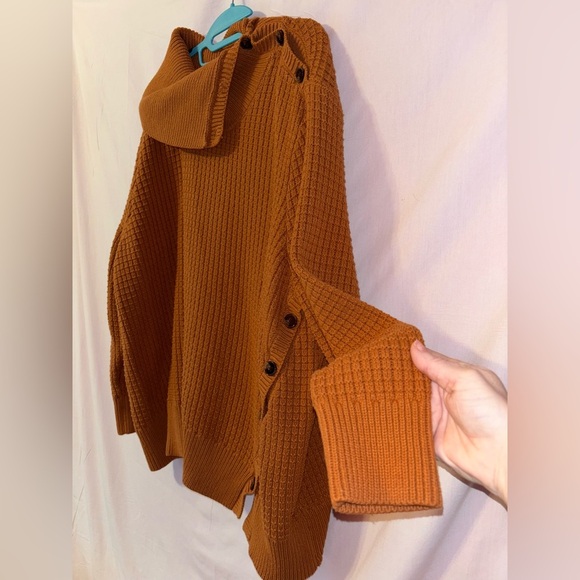 Plus Size Woman Within Burnt Orange Cowl Neck Sweater with Oversized Collar - Picture 3 of 10